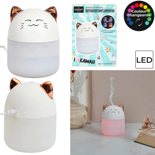 🎀 Diffuseur d’Huiles Essentielles LED - Chat Kawaii 🎀