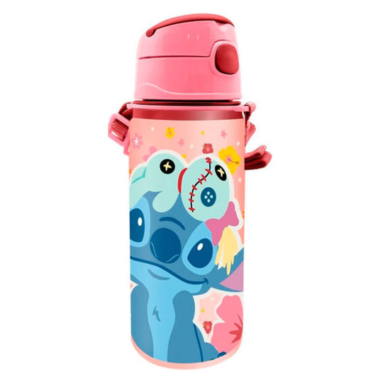 Gourde Officielle Disney Stitch – Aluminium Rose (avec paille intégrée)